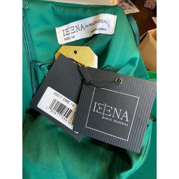 MacDuggal IEENA for MacDuggal Green One Shoulder Cap Sleeve Faux Wrap Gown Sze14 - Picture 9 of 9